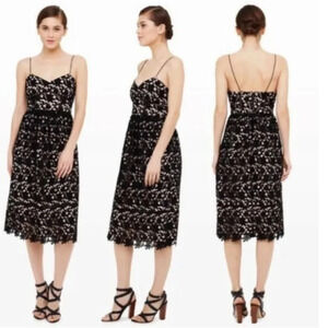 Club Monaco Bolari Witchy Black Lace Romantic Whimsy Goth Midi Dress Size 00